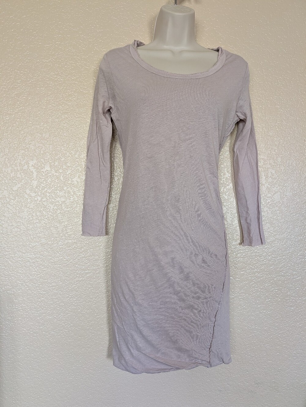 James Perse Slub Jersey Scoop Neck Dress Size 0 XS NWOT Raw Edge
